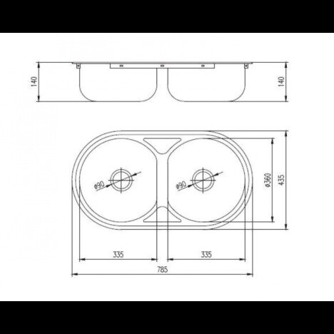 Chiuveta Freddo SN9024, pentru blat, 2 Cuve, Anticalcar, 83x43,5cm, Inox